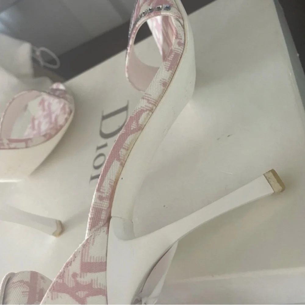 Dior Pink Monogram Crystal-Embellished Sandals Vintage but Brand New in the Box - Picture 6 of 15